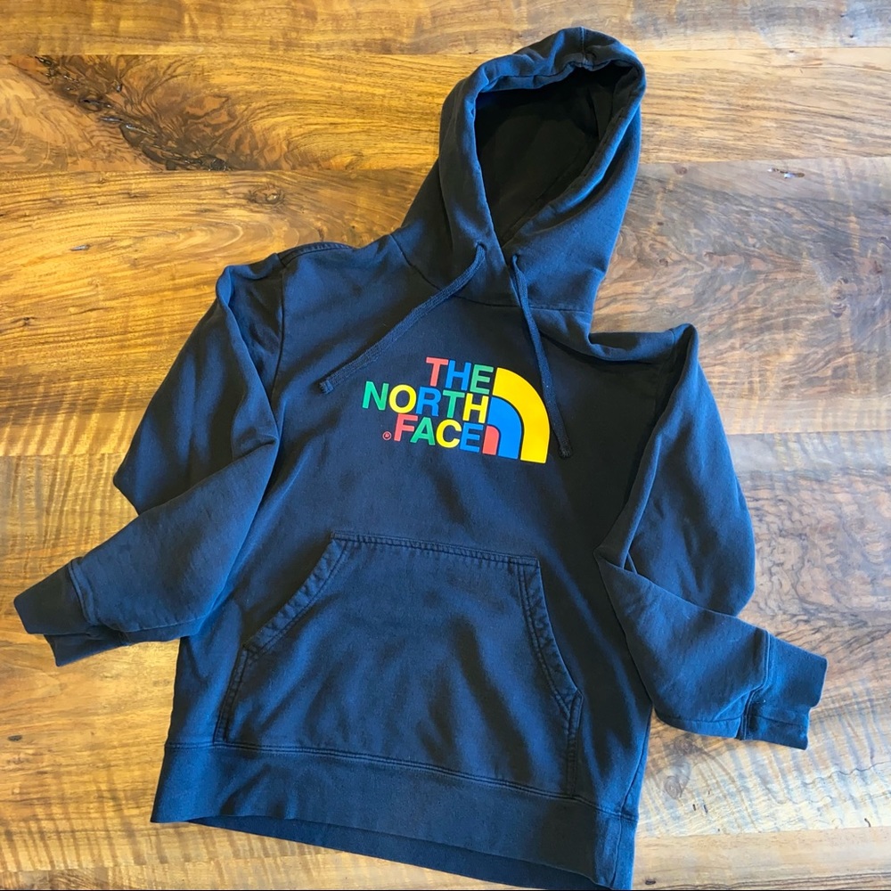 The North Face Half Dome Pullover Hoodie Sweatshirt Black Rainbow Graphic Logo